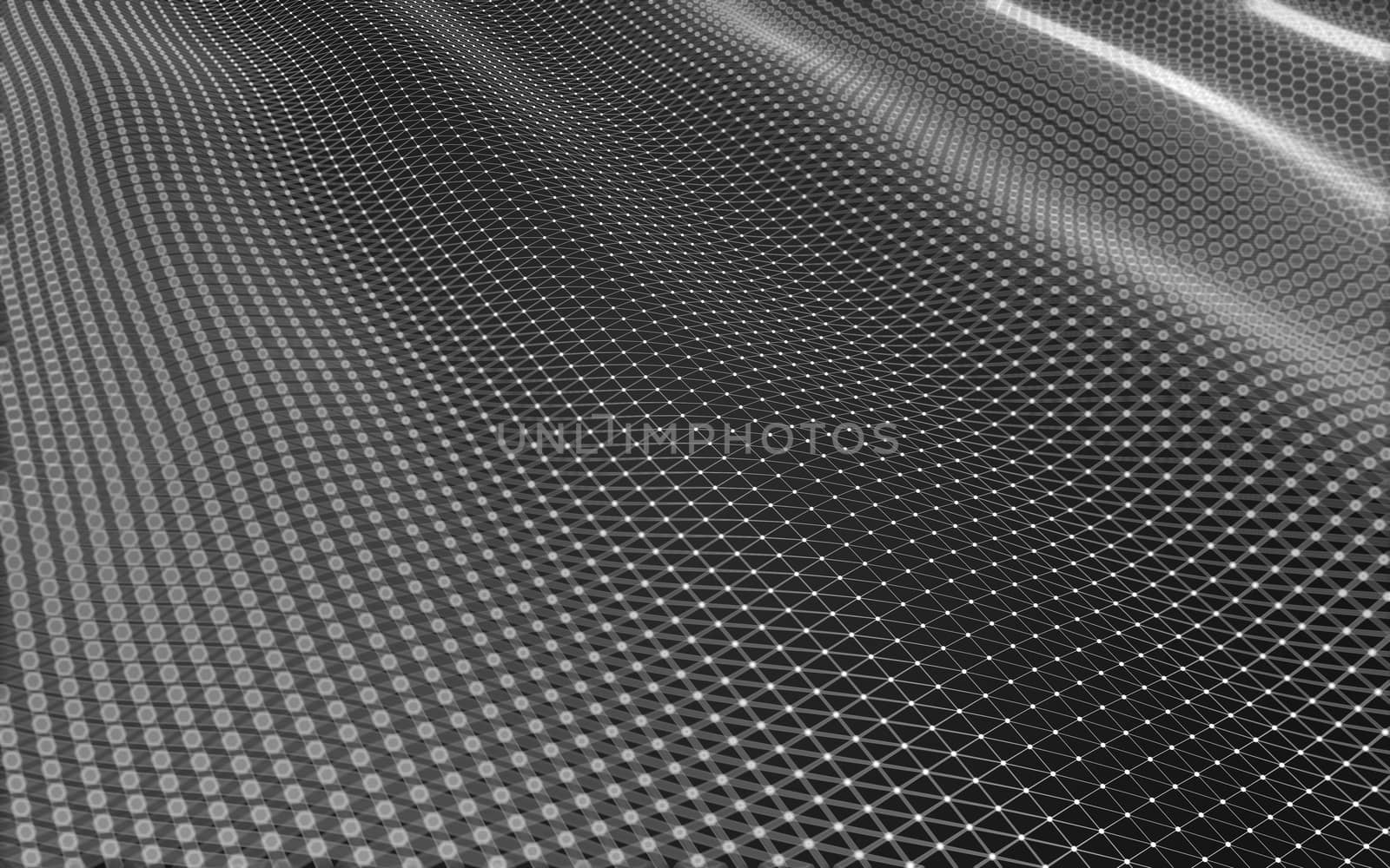 Abstract polygonal space low poly dark background with connecting dots and lines. Connection structure. 3d rendering