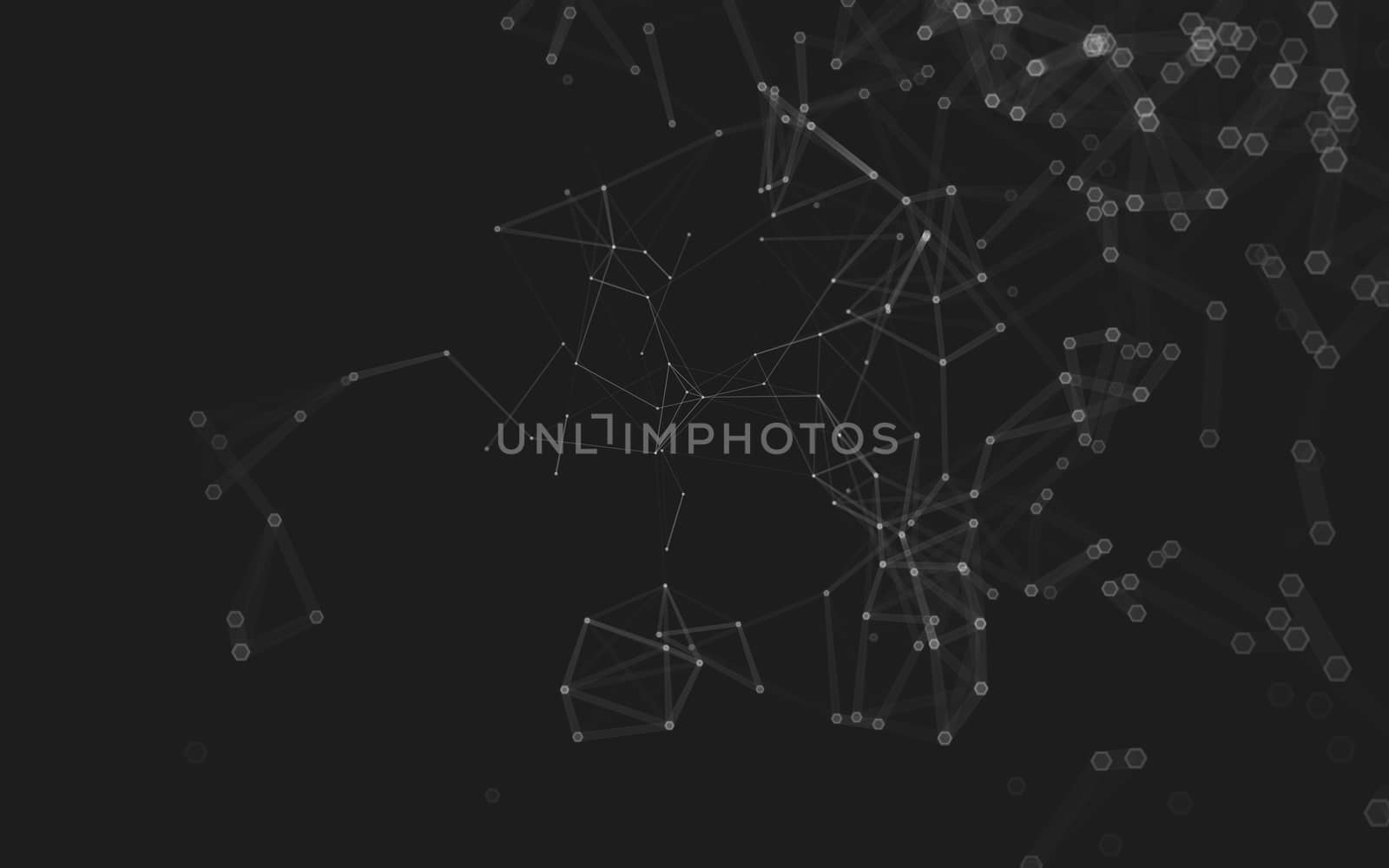 Abstract polygonal space low poly dark background with connecting dots and lines. Connection structure. 3d rendering