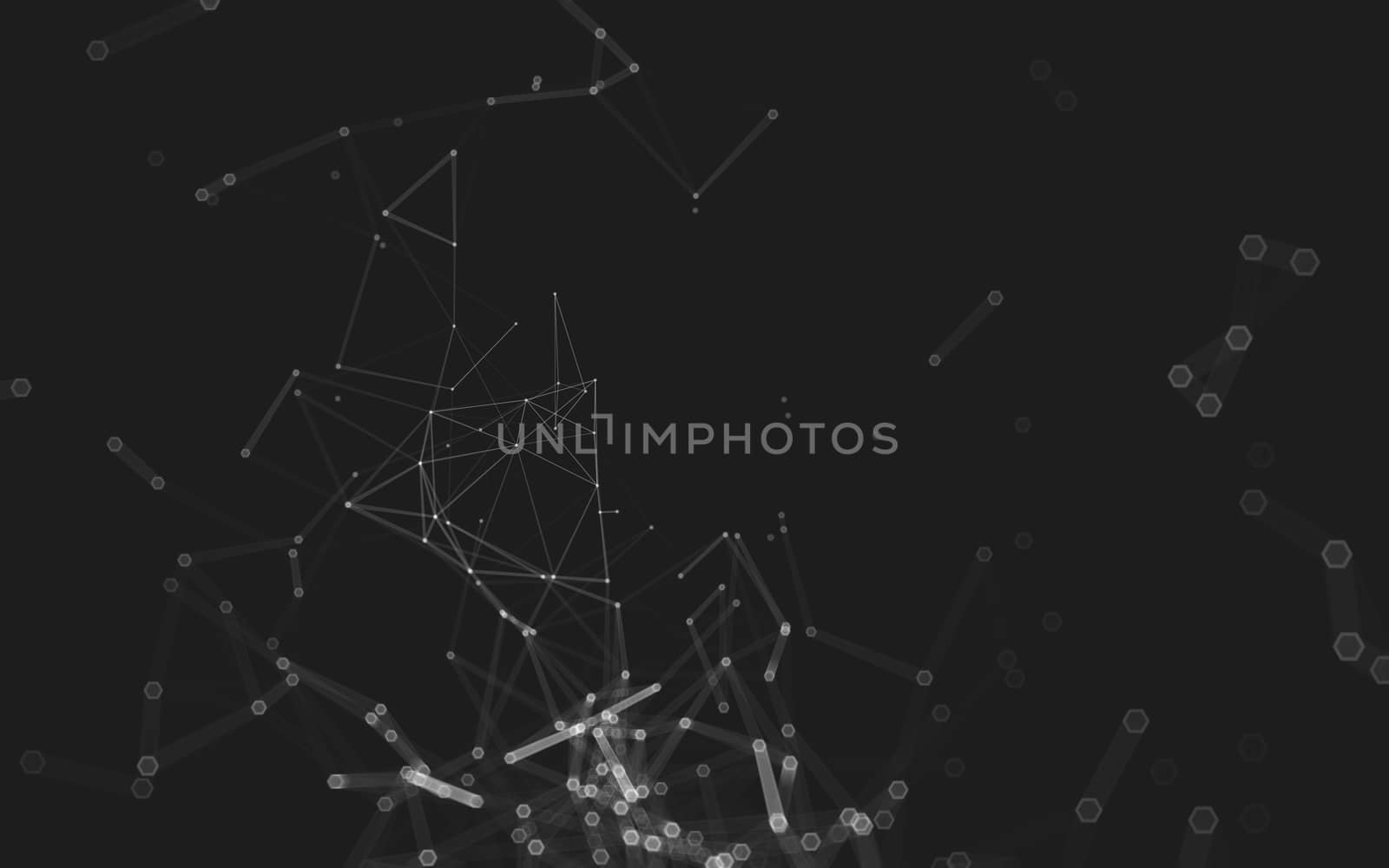 Abstract polygonal space low poly dark background, 3d rendering by teerawit