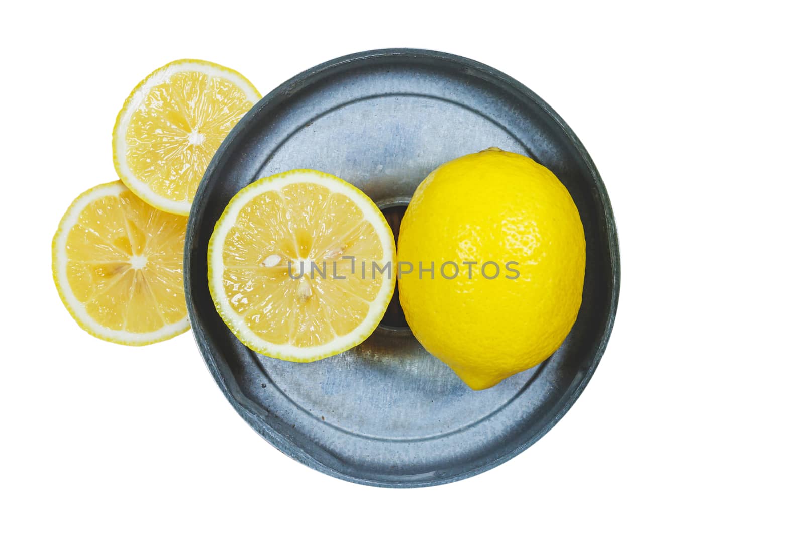 Sliced lemons isolated on white background by nopparats