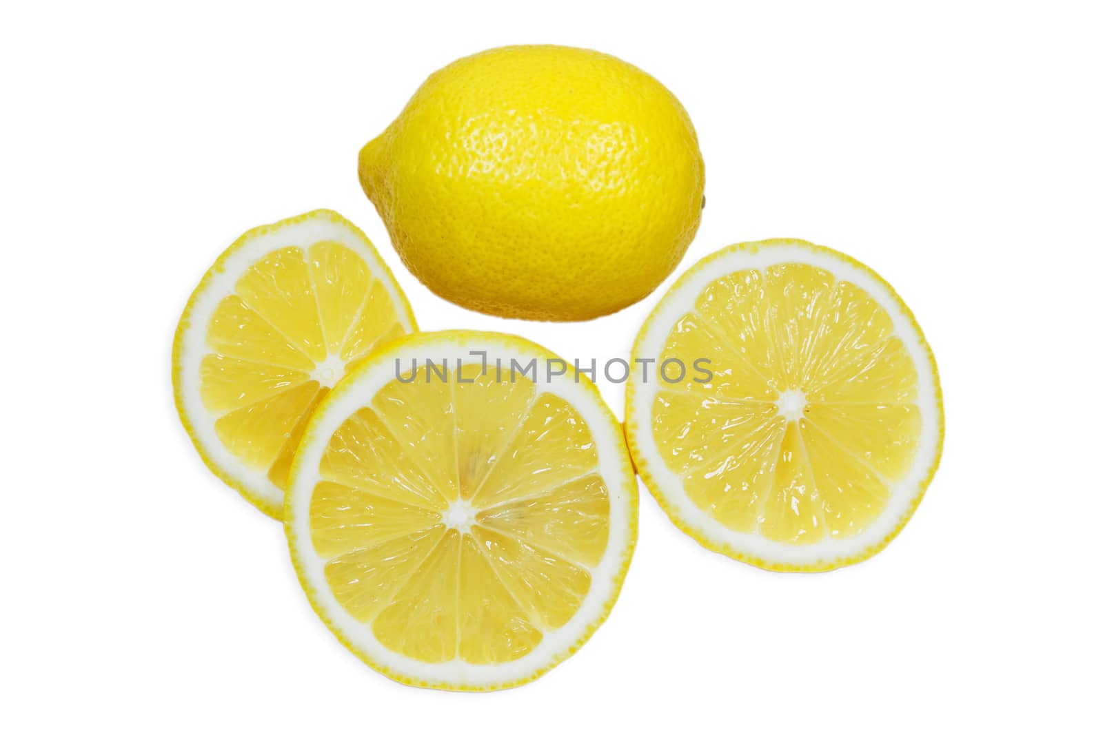 Sliced lemons isolated on white background by nopparats