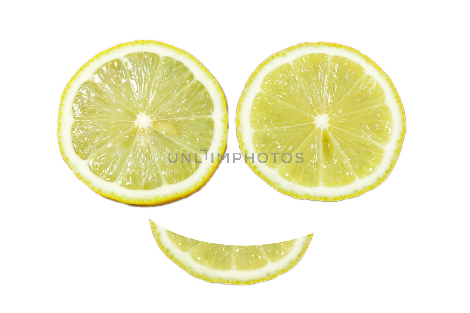 Sliced lemons isolated on white background by nopparats