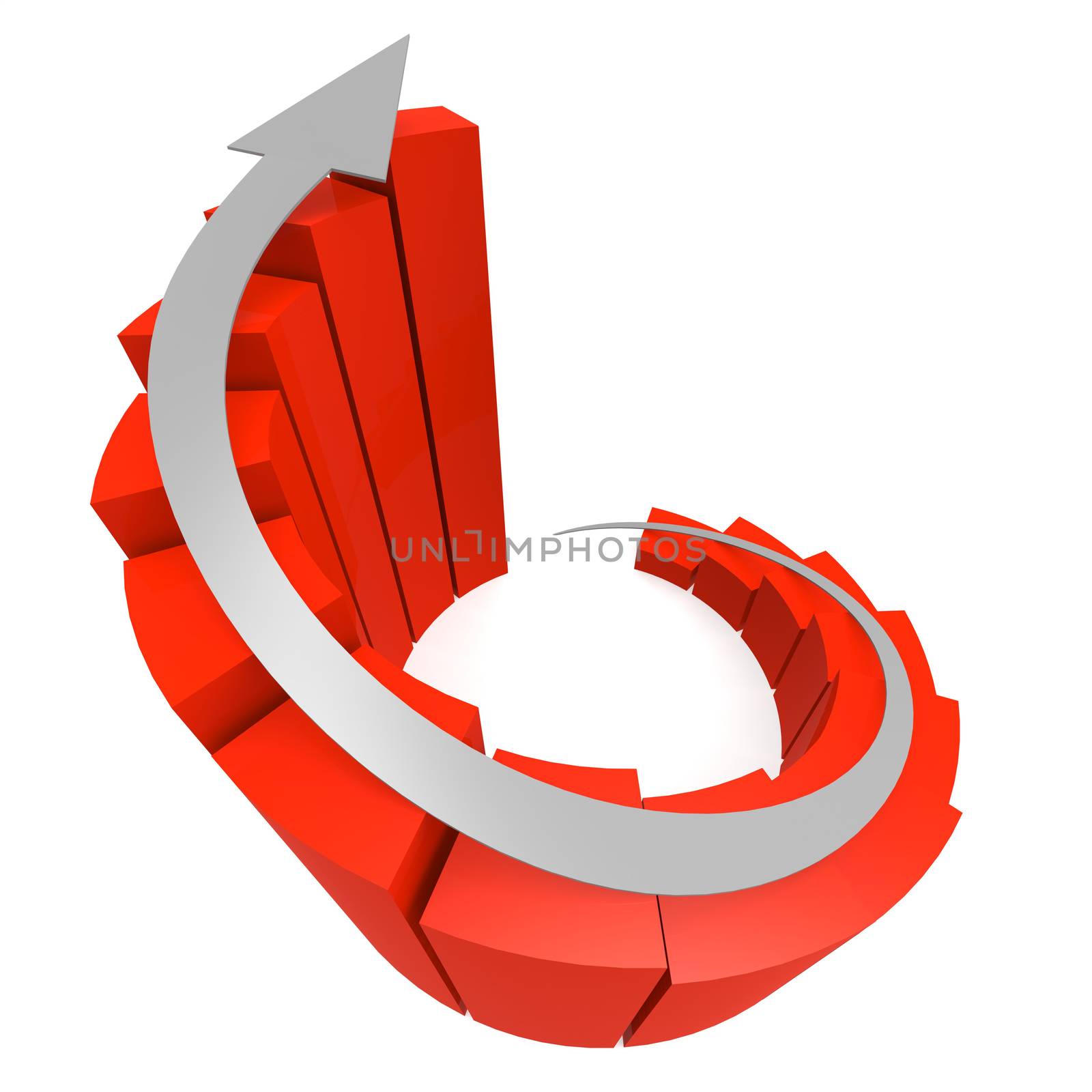 Red winding bar chart with white arrow by tang90246