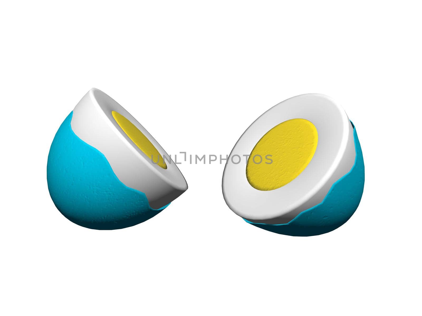 two eggs yellow and white isolated in white background