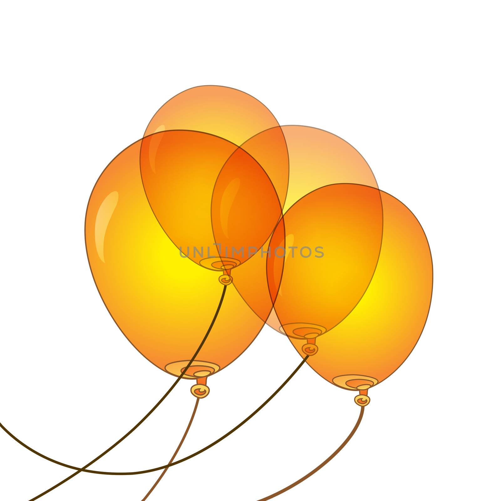 Four Orange Balloons Transparent Gradient rasterized illustration