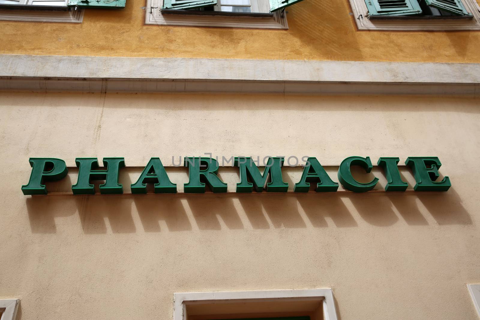 Pharmacy Neon Sign. Pharmacy store in France