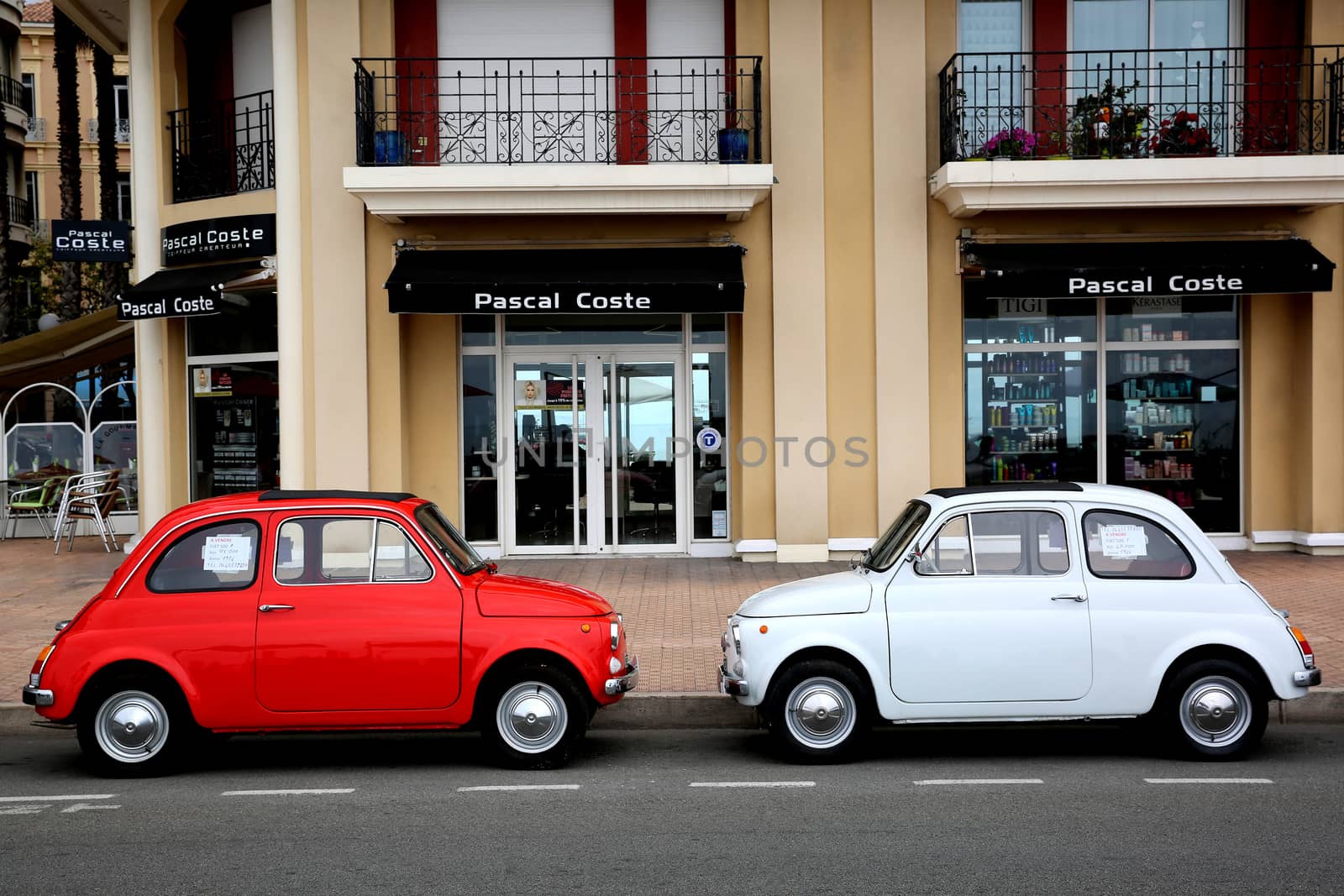 Two Fiat 500 Parked in The Street in Menton, France by bensib