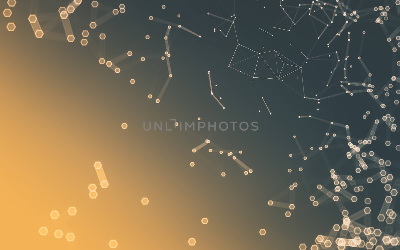 Abstract polygonal space low poly dark background, 3d rendering by teerawit