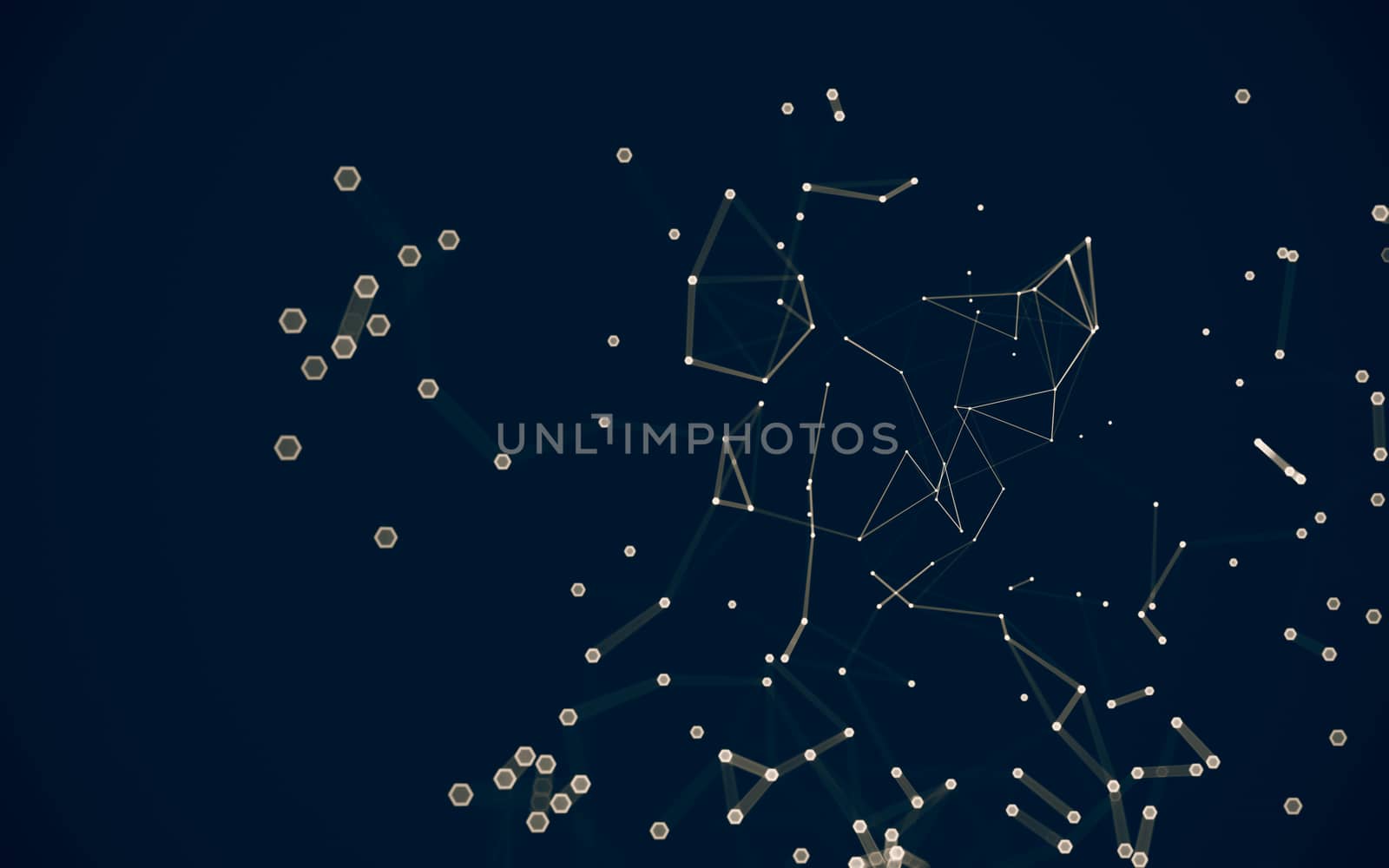 Abstract polygonal space low poly dark background with connecting dots and lines. Connection structure. 3d rendering