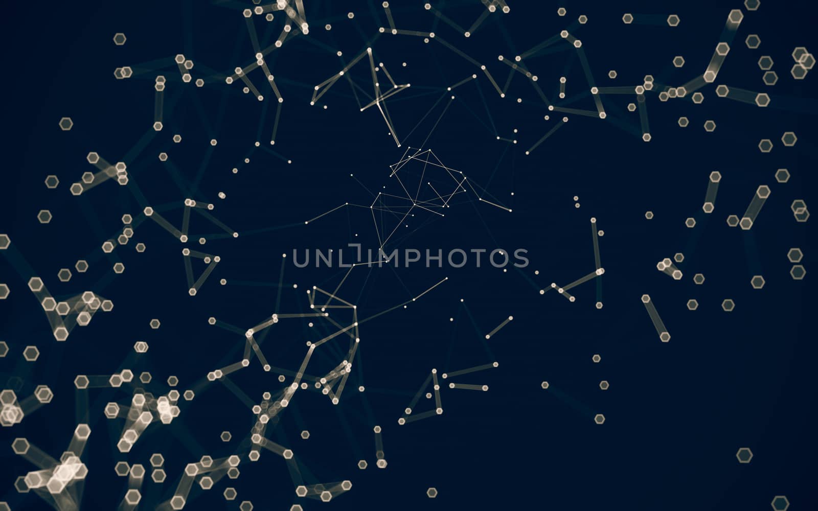 Abstract polygonal space low poly dark background with connecting dots and lines. Connection structure. 3d rendering