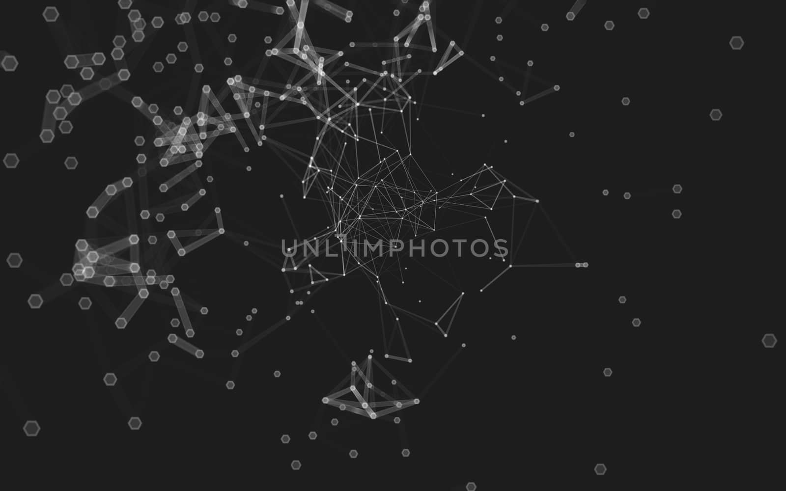 Abstract polygonal space low poly dark background with connecting dots and lines. Connection structure. 3d rendering