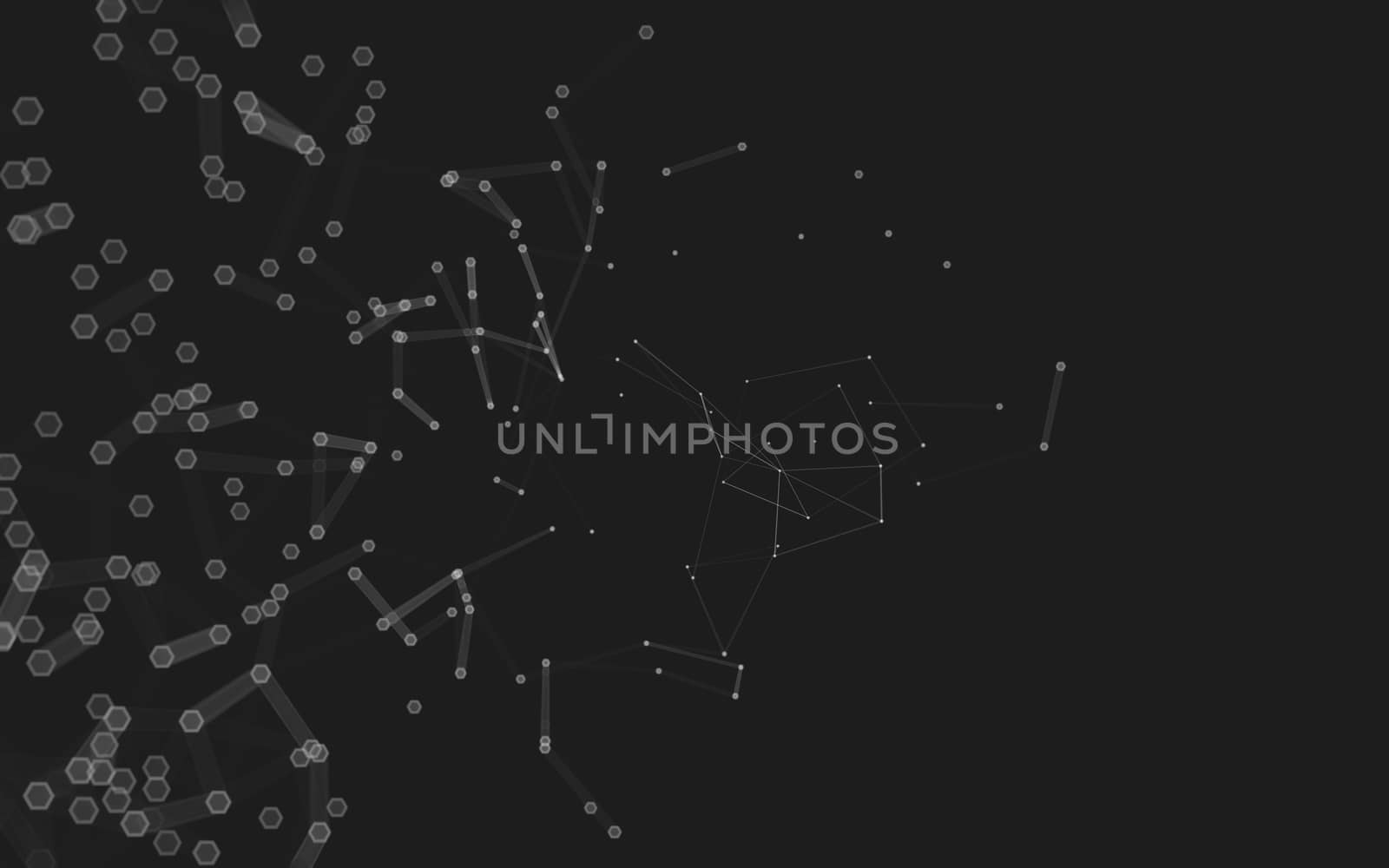 Abstract polygonal space low poly dark background with connecting dots and lines. Connection structure. 3d rendering