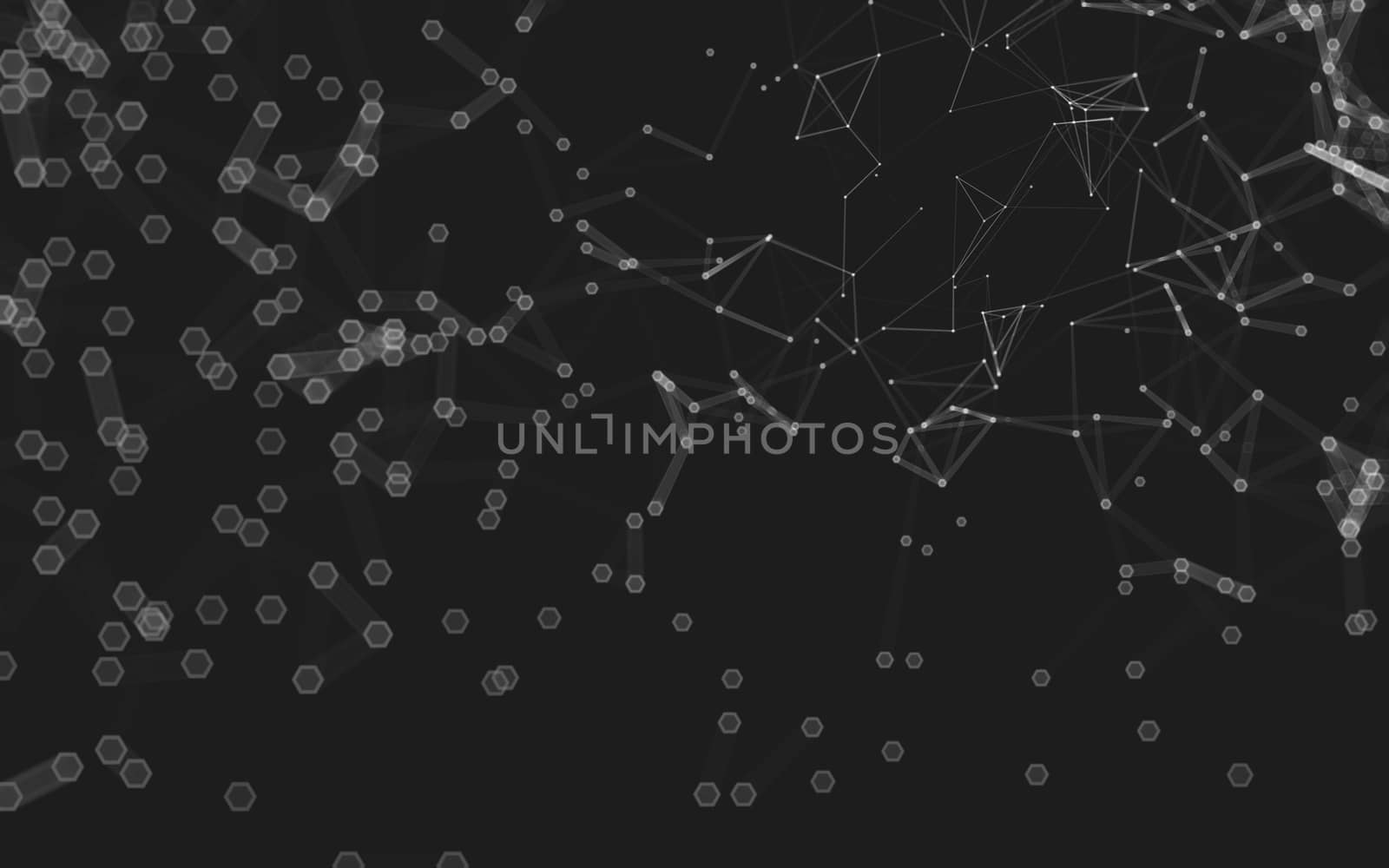 Abstract polygonal space low poly dark background with connecting dots and lines. Connection structure. 3d rendering