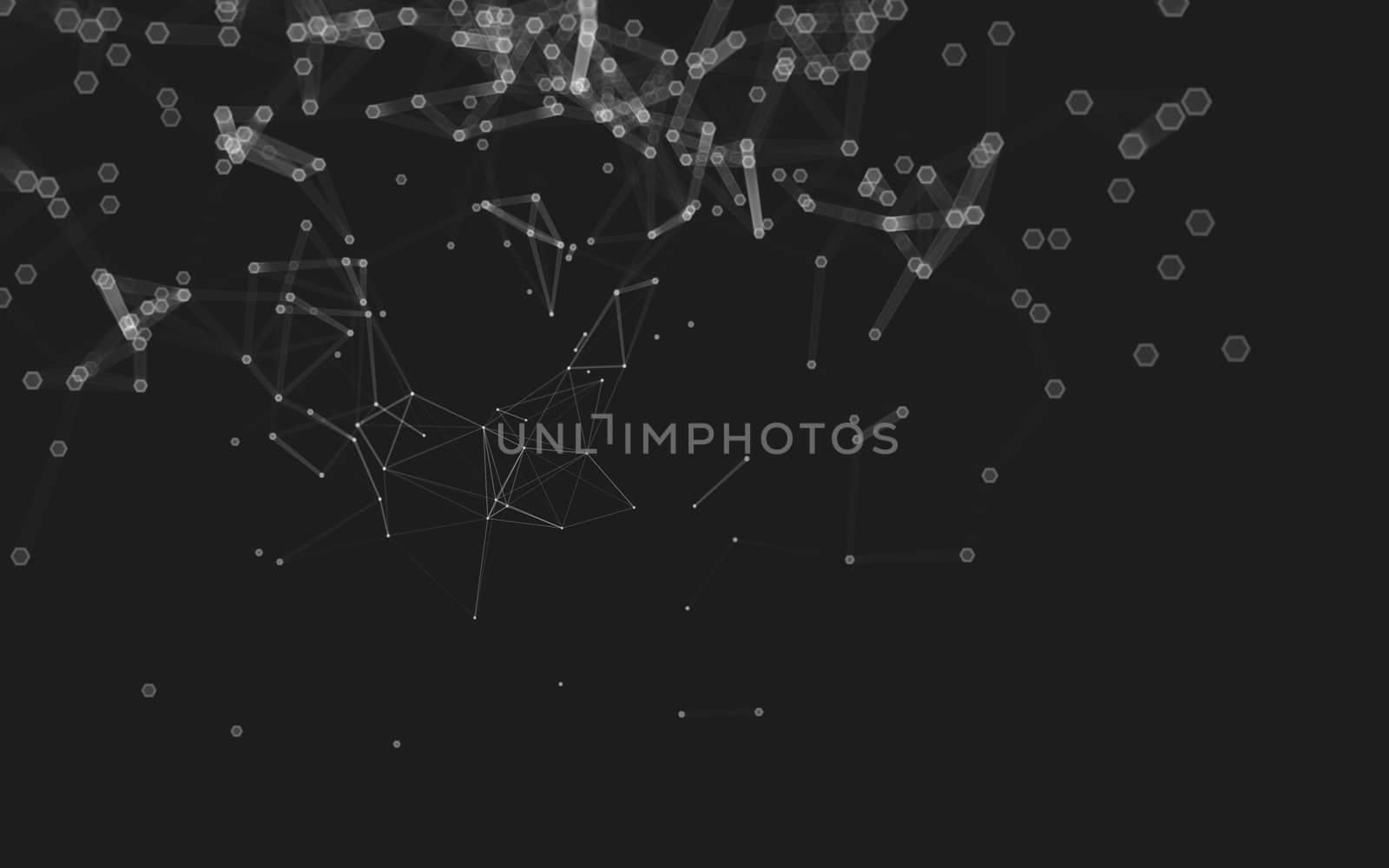 Abstract polygonal space low poly dark background with connecting dots and lines. Connection structure. 3d rendering