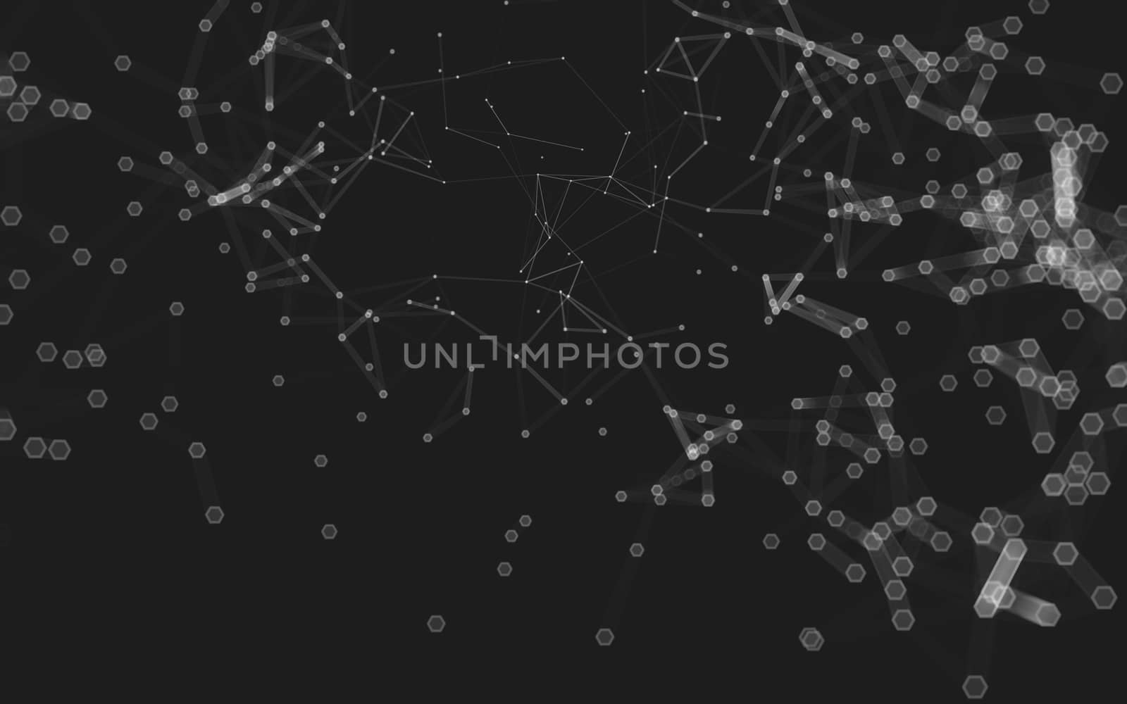 Abstract polygonal space low poly dark background with connecting dots and lines. Connection structure. 3d rendering