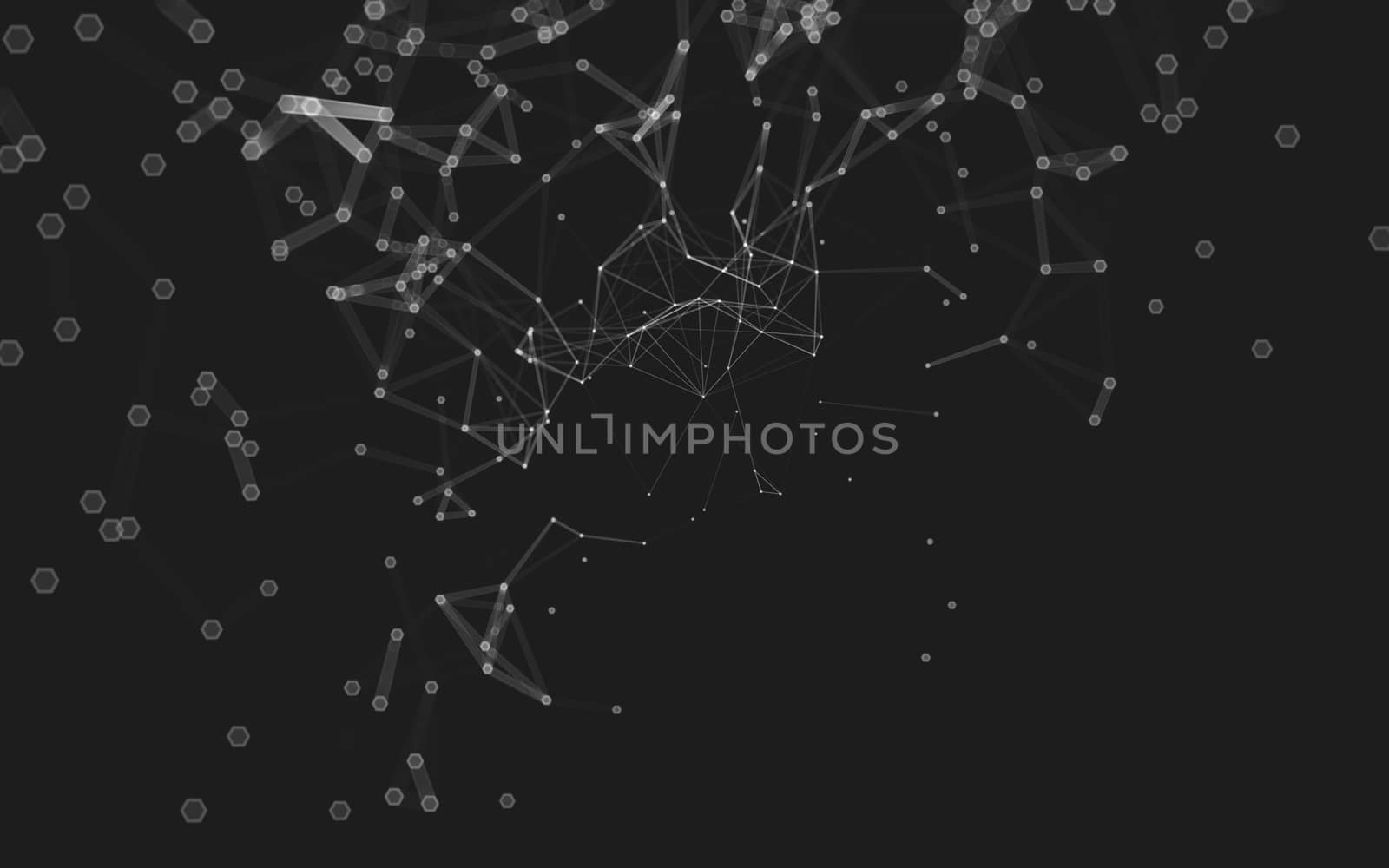 Abstract polygonal space low poly dark background with connecting dots and lines. Connection structure. 3d rendering