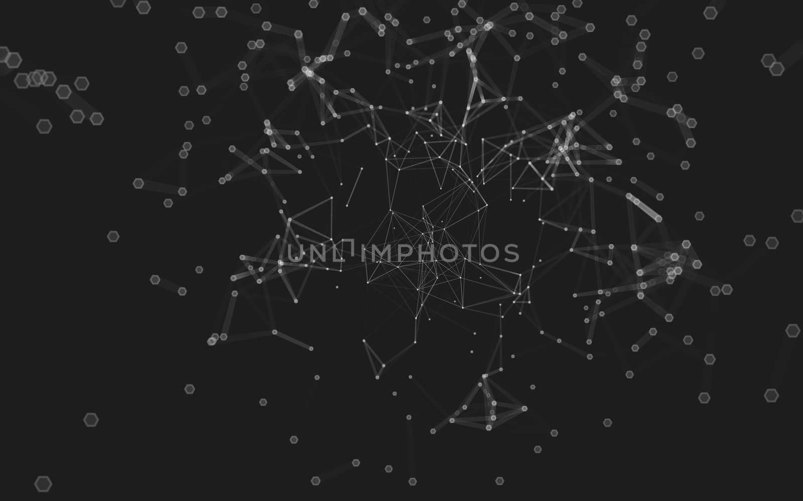 Abstract polygonal space low poly dark background, 3d rendering by teerawit