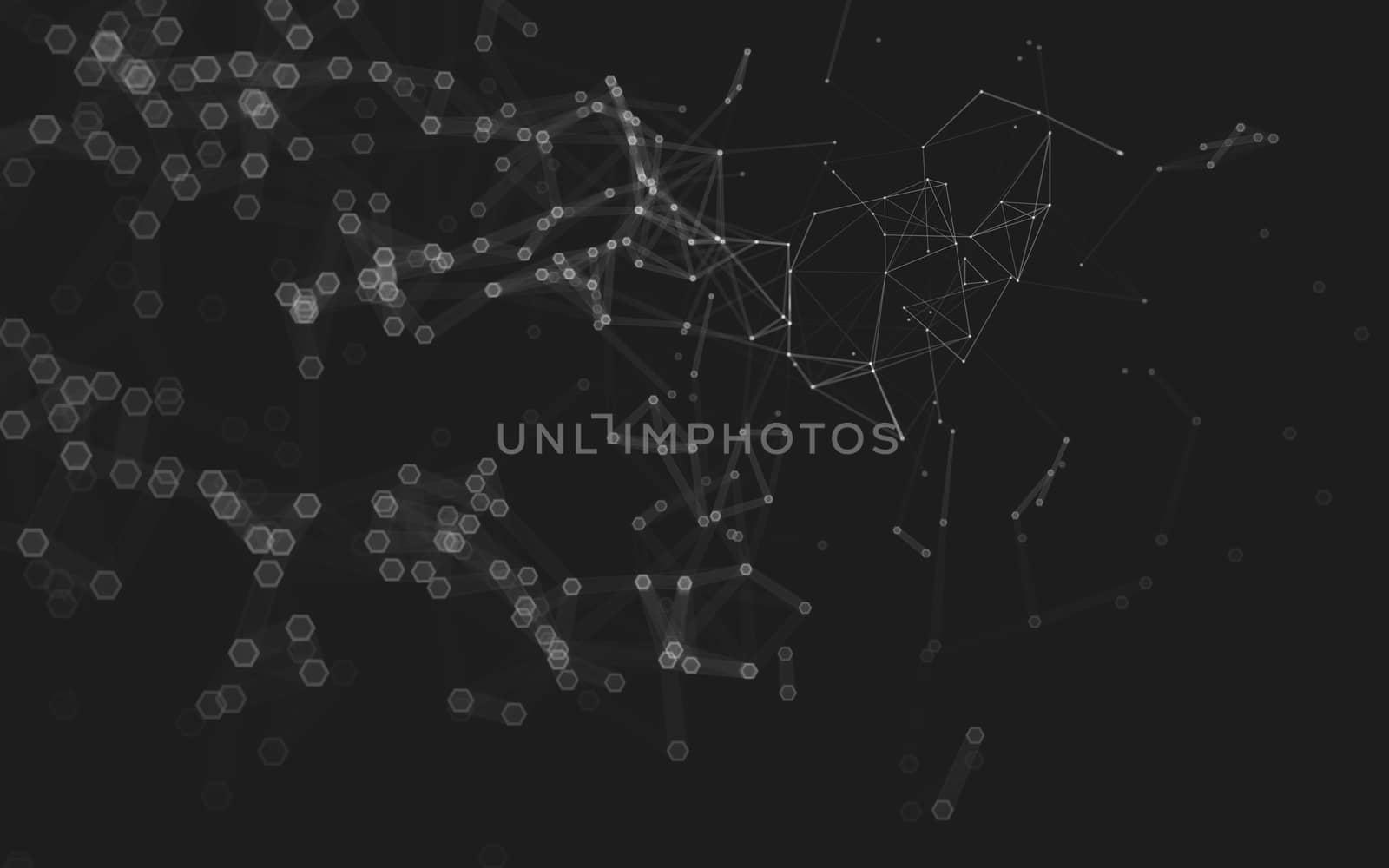 Abstract polygonal space low poly dark background with connecting dots and lines. Connection structure. 3d rendering