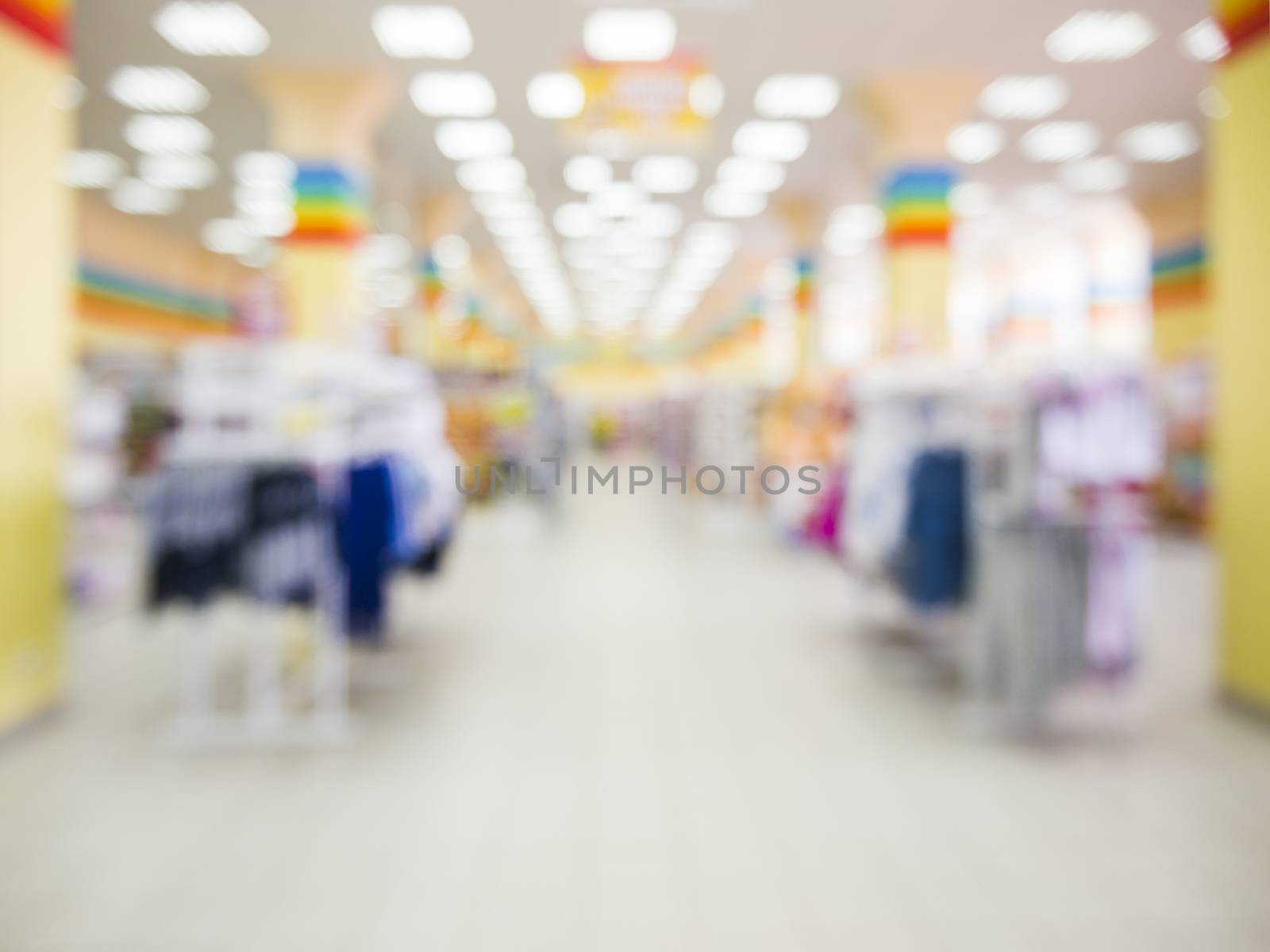 Blurred of kids toy store background with bokhe