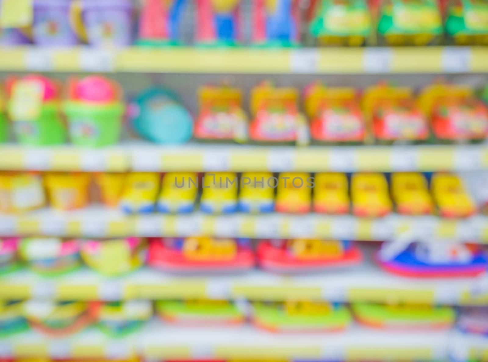 Blurred of kids toy store background with bokhe