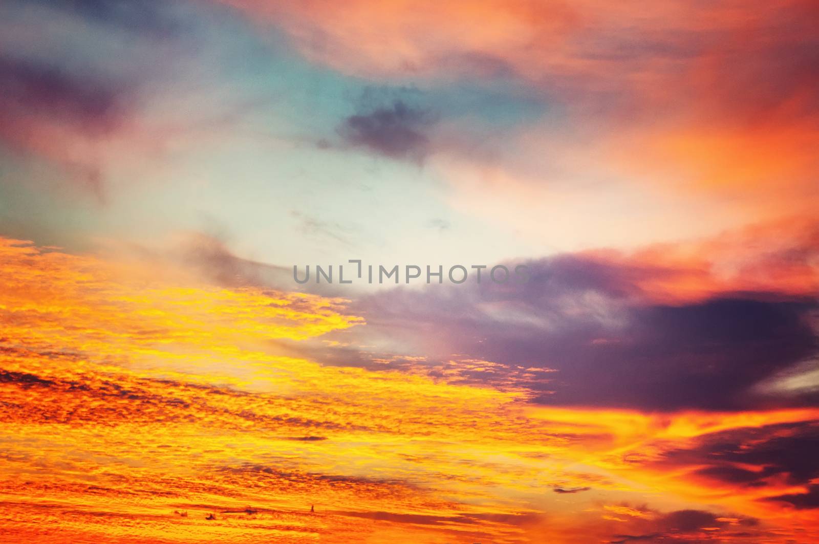 Sunset / sunrise with clouds and atmospheric effect