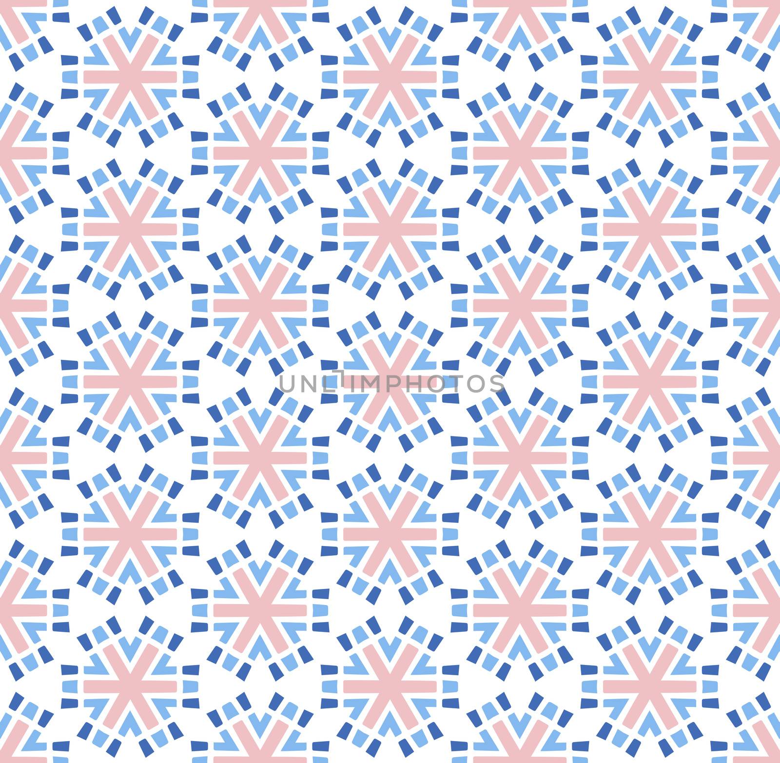 abstract background or textile pattern pink blue hexagonal flower