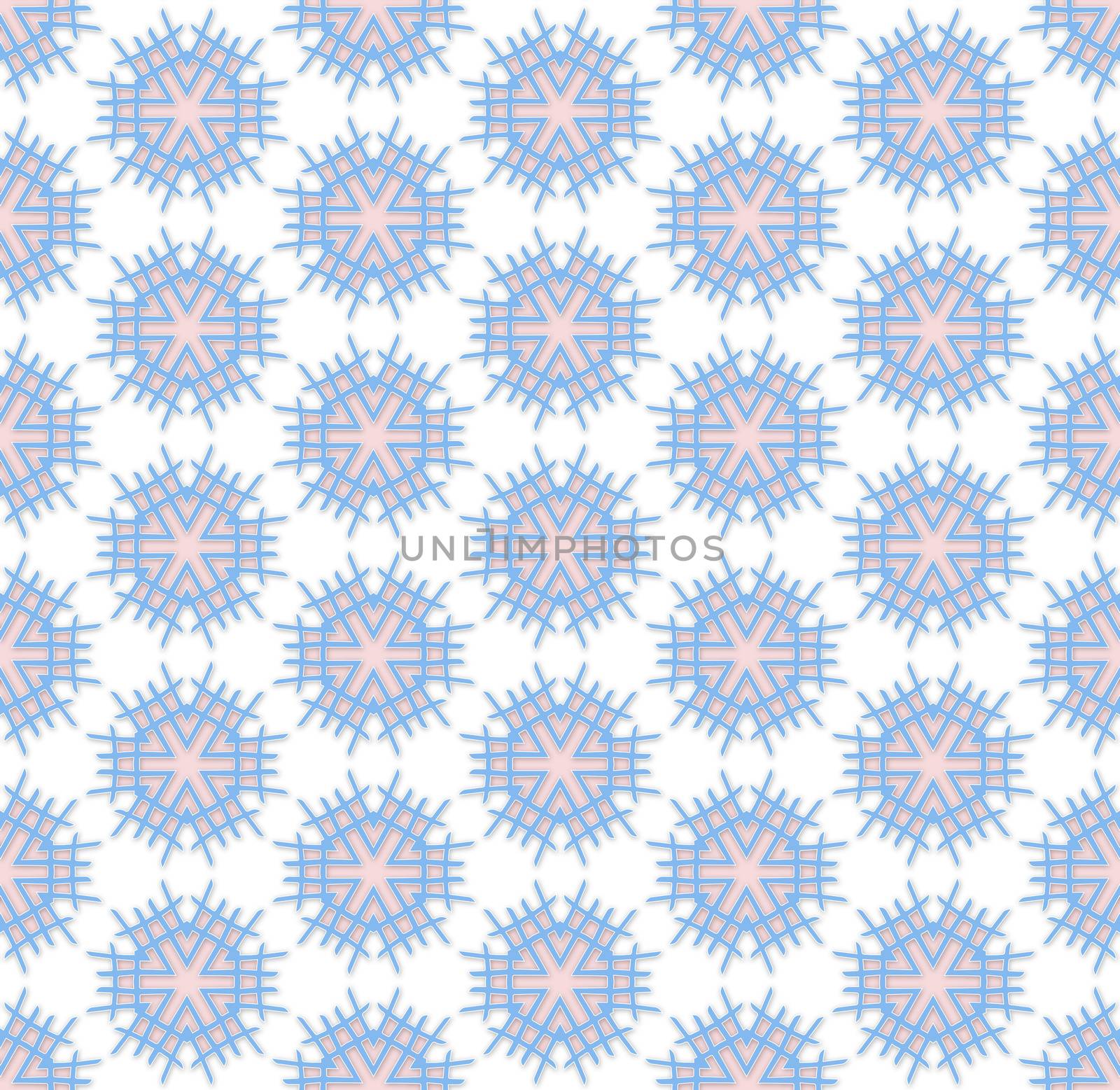 abstract textile pattern spinious flowers pink blue