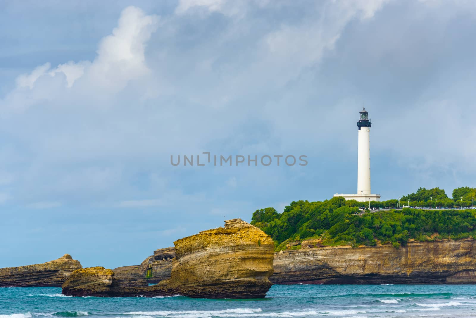 Biarritz lighthouse by a cloudy day, France
