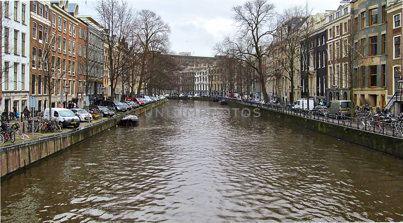 Water canal in Amsterdam, Netherlands