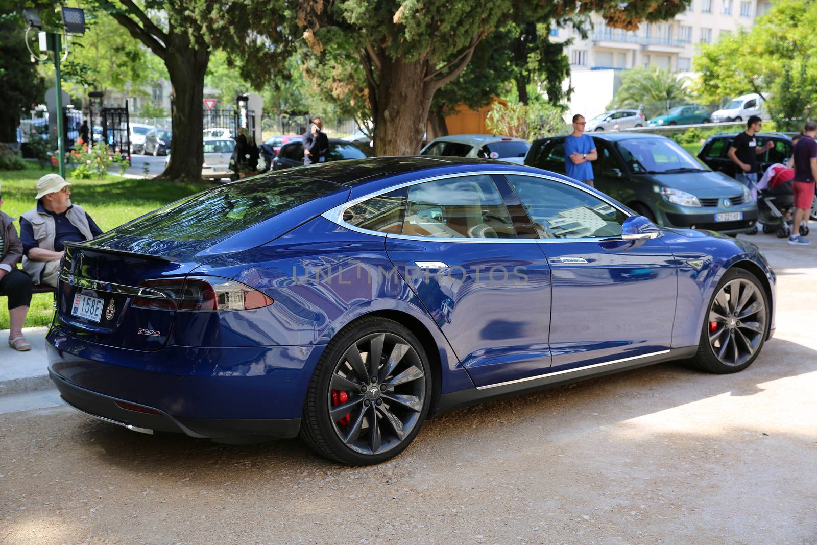 Blue Tesla Model S P90D - Side View by bensib