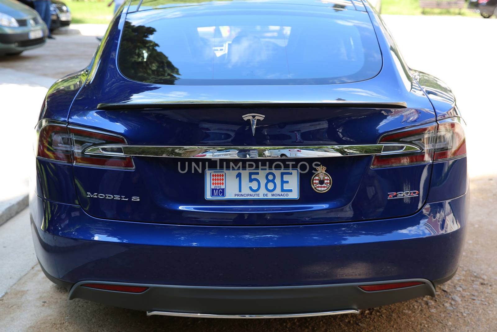 Blue Tesla Model S P90D - Rear View by bensib