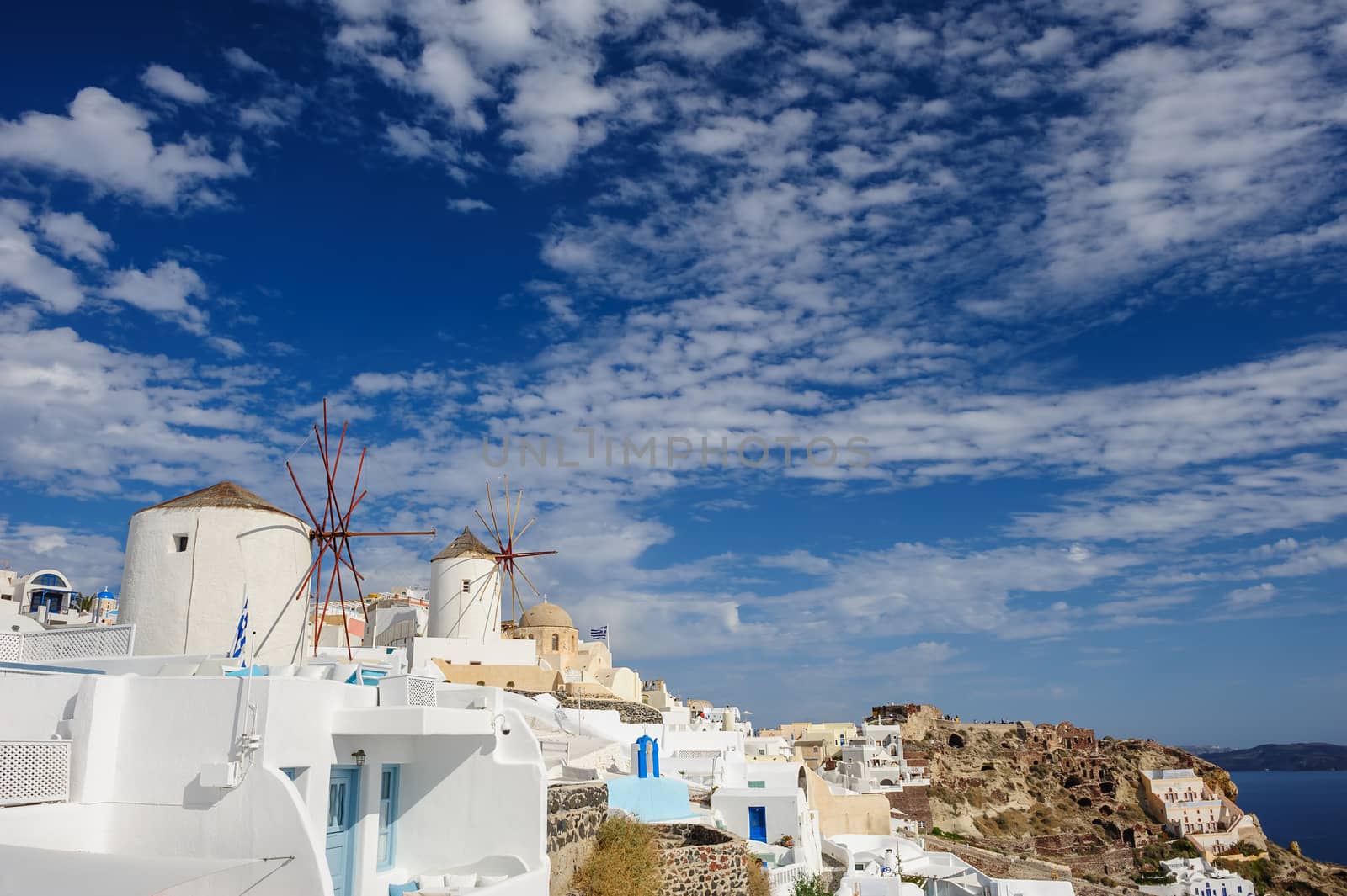 Windwill of Oia Santorini, Greece, copyspace by starush