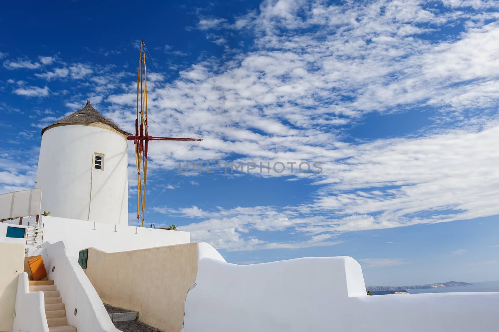 Windwill of Oia Santorini, Greece, copyspace by starush