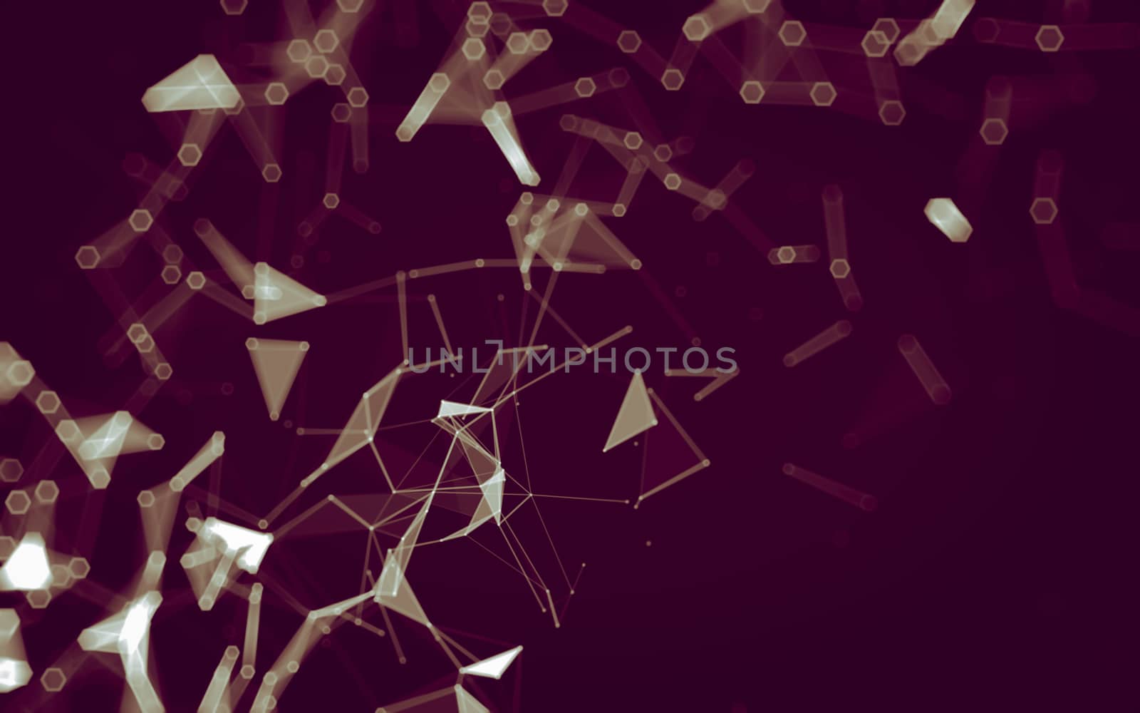 Abstract polygonal space low poly dark background with connecting dots and lines. Connection structure. 3d rendering