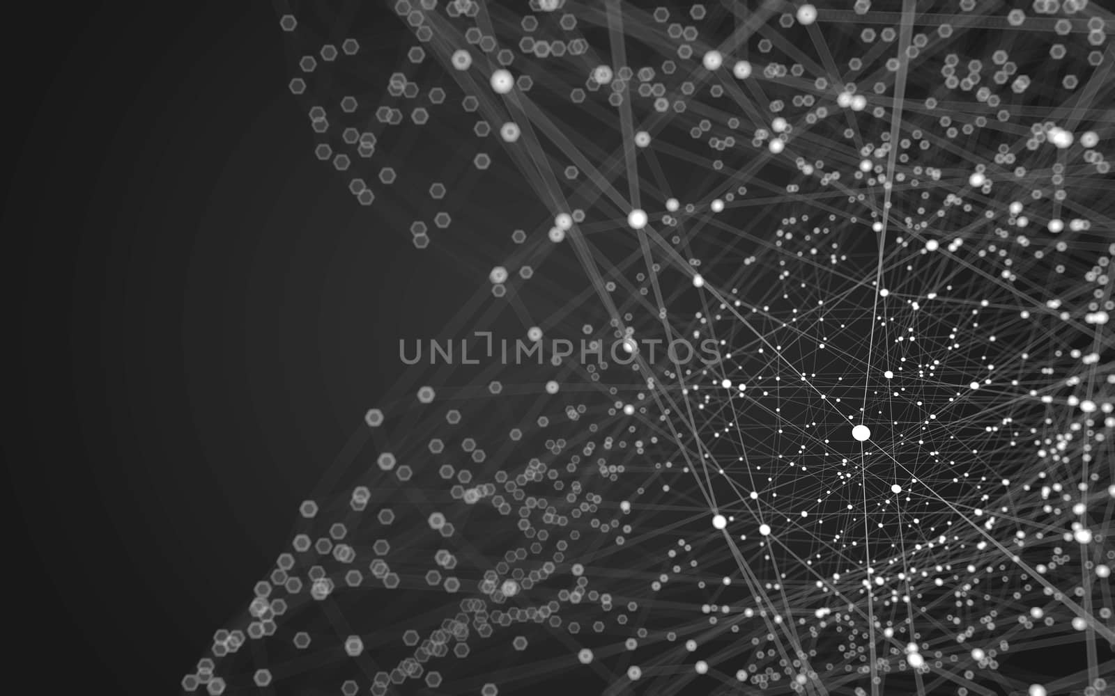 Abstract polygonal space low poly dark background with connecting dots and lines. Connection structure. 3d rendering