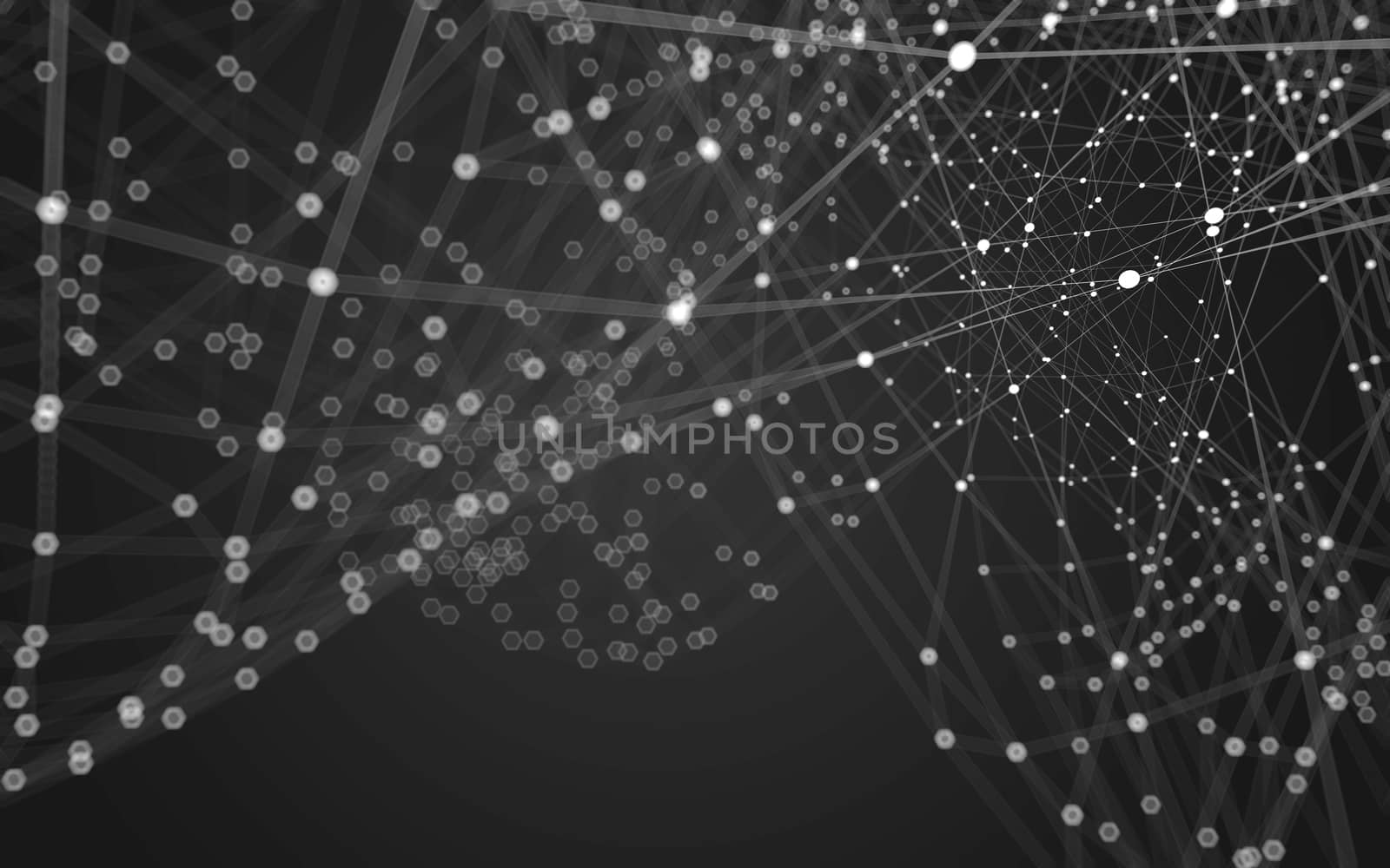 Abstract polygonal space low poly dark background with connecting dots and lines. Connection structure. 3d rendering