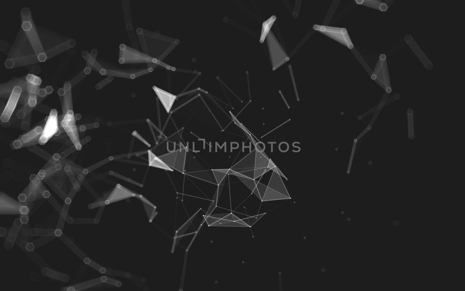 Abstract polygonal space low poly dark background with connecting dots and lines. Connection structure. 3d rendering