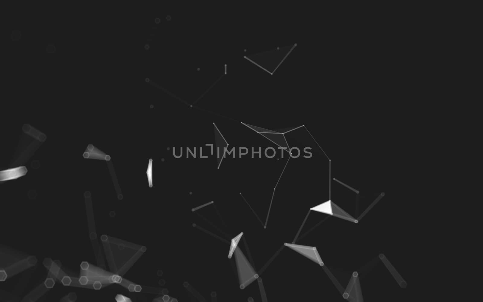 Abstract polygonal space low poly dark background, 3d rendering by teerawit