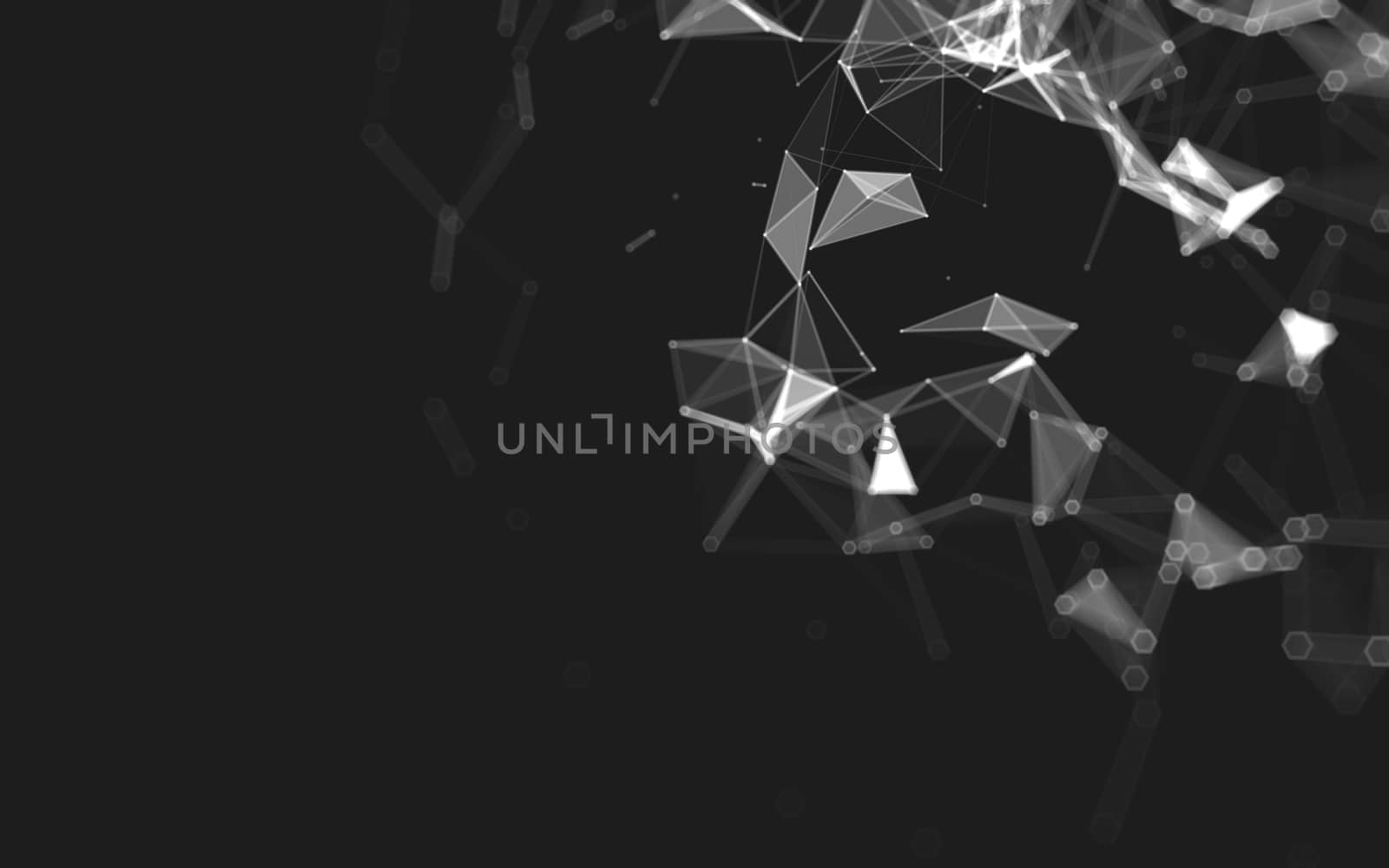 Abstract polygonal space low poly dark background with connecting dots and lines. Connection structure. 3d rendering