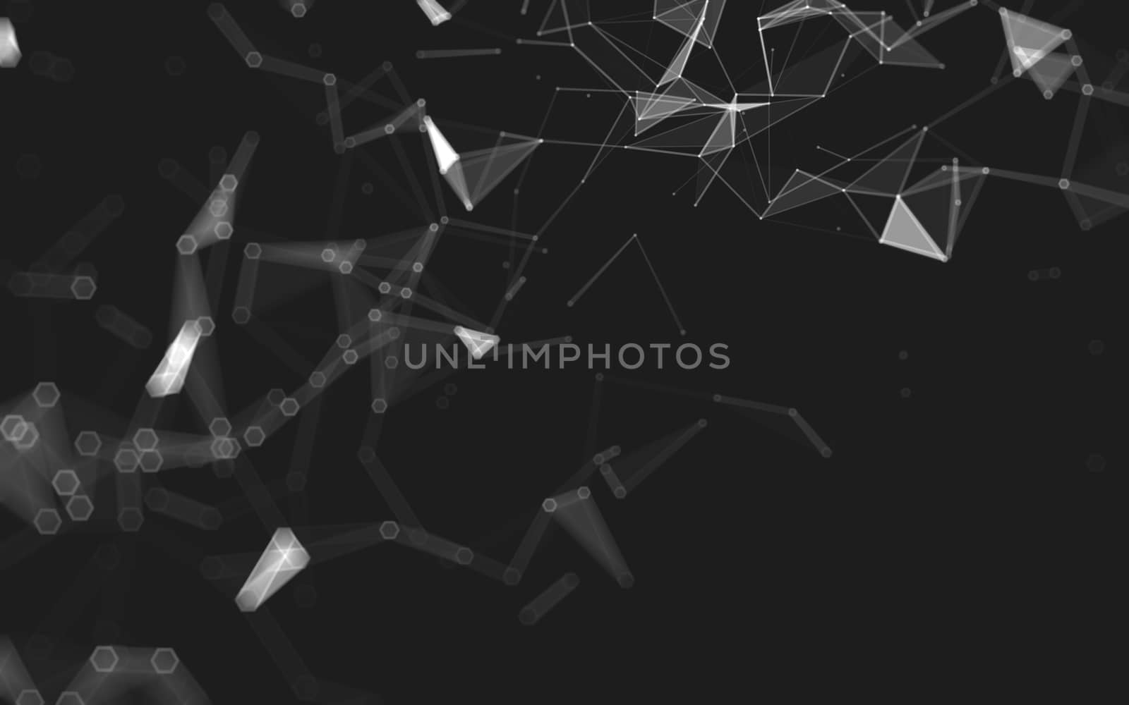 Abstract polygonal space low poly dark background with connecting dots and lines. Connection structure. 3d rendering