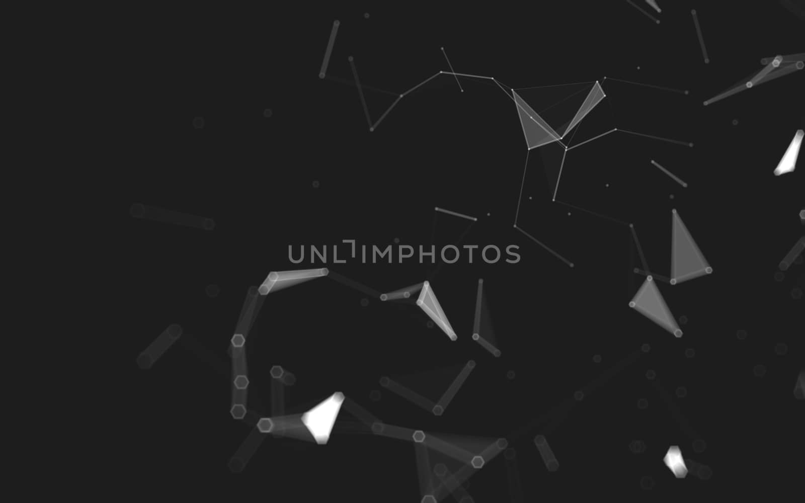 Abstract polygonal space low poly dark background, 3d rendering by teerawit