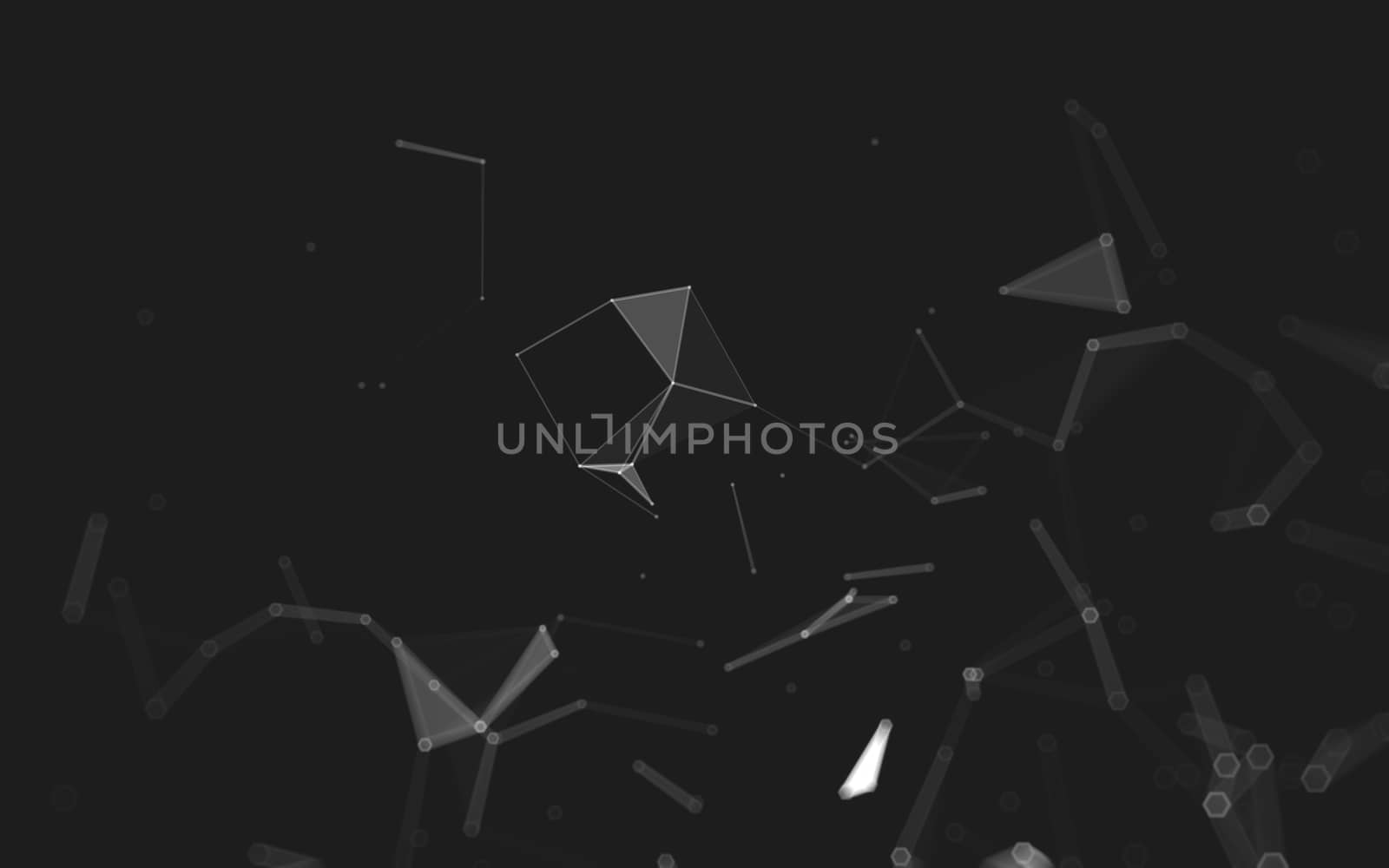 Abstract polygonal space low poly dark background, 3d rendering by teerawit