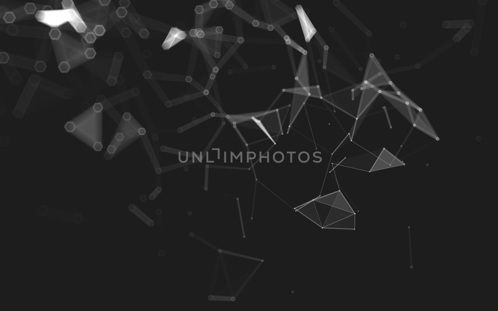 Abstract polygonal space low poly dark background with connecting dots and lines. Connection structure. 3d rendering