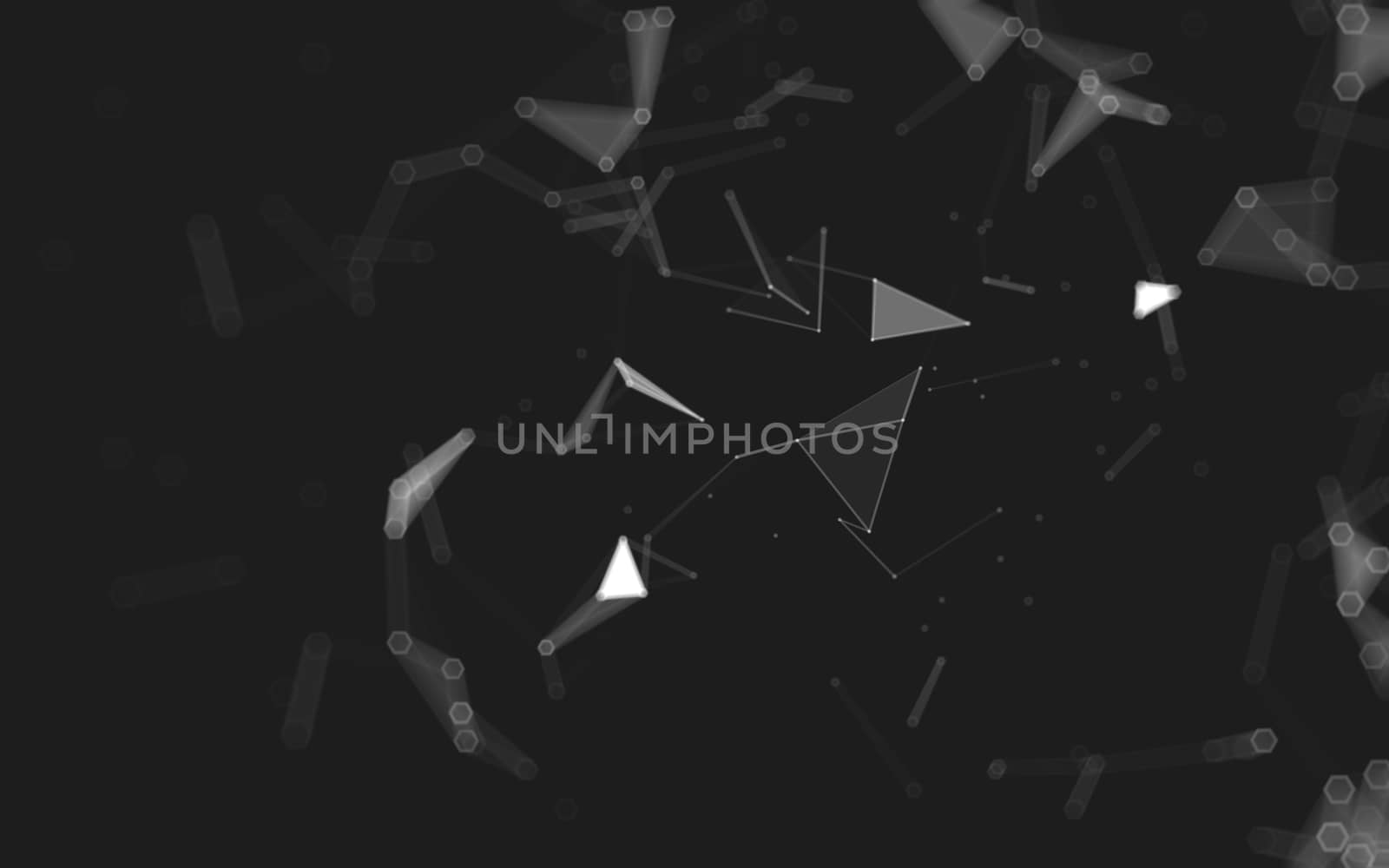 Abstract polygonal space low poly dark background, 3d rendering by teerawit