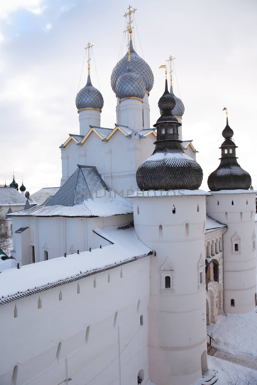 Old monastery belfry in Rostov city, Russia