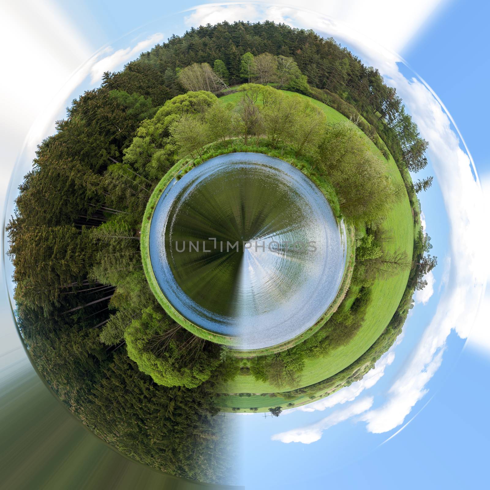 Beautiful summer rural landscape, tiny planet by artush