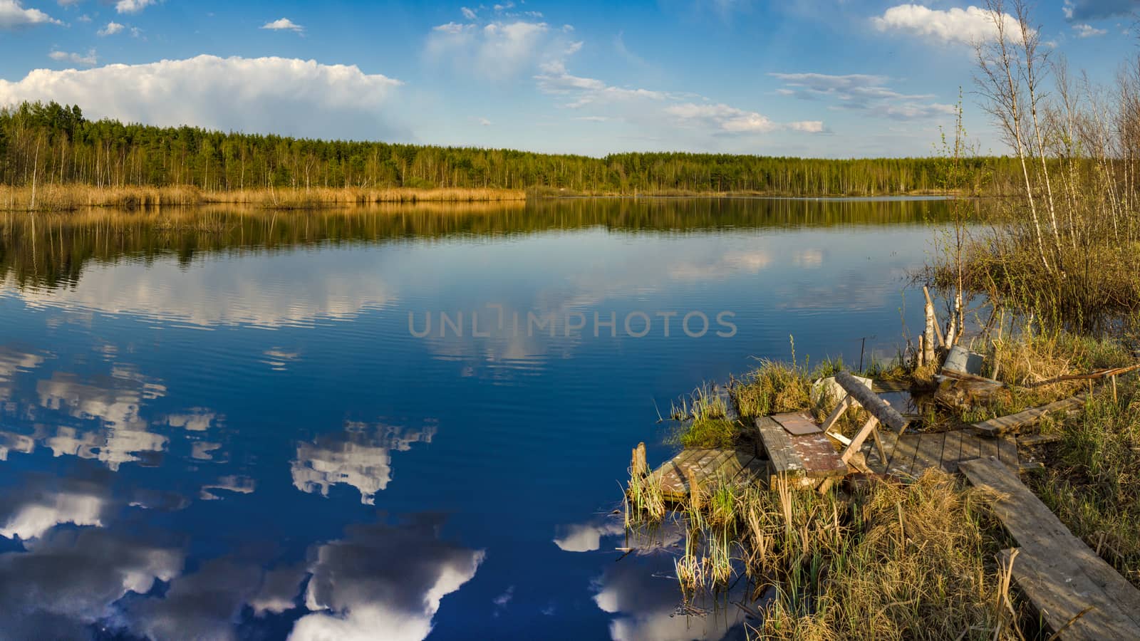 In the evening before sunset on a beautiful lake