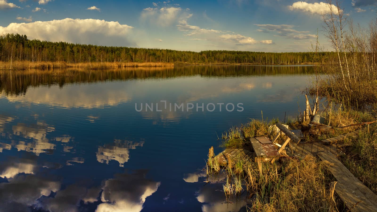In the evening before sunset on a beautiful lake