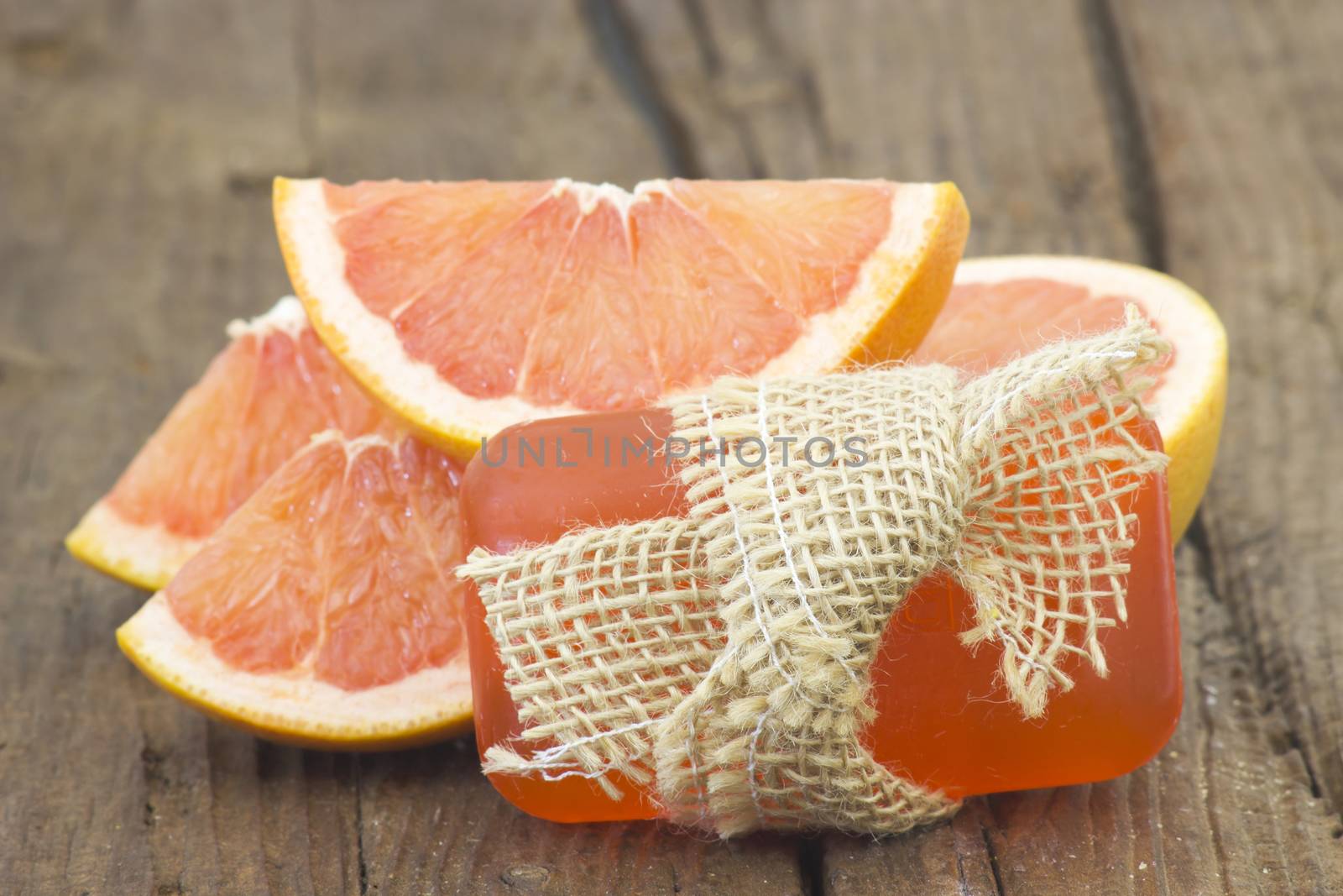 bar of glycerine soap and grapefruit