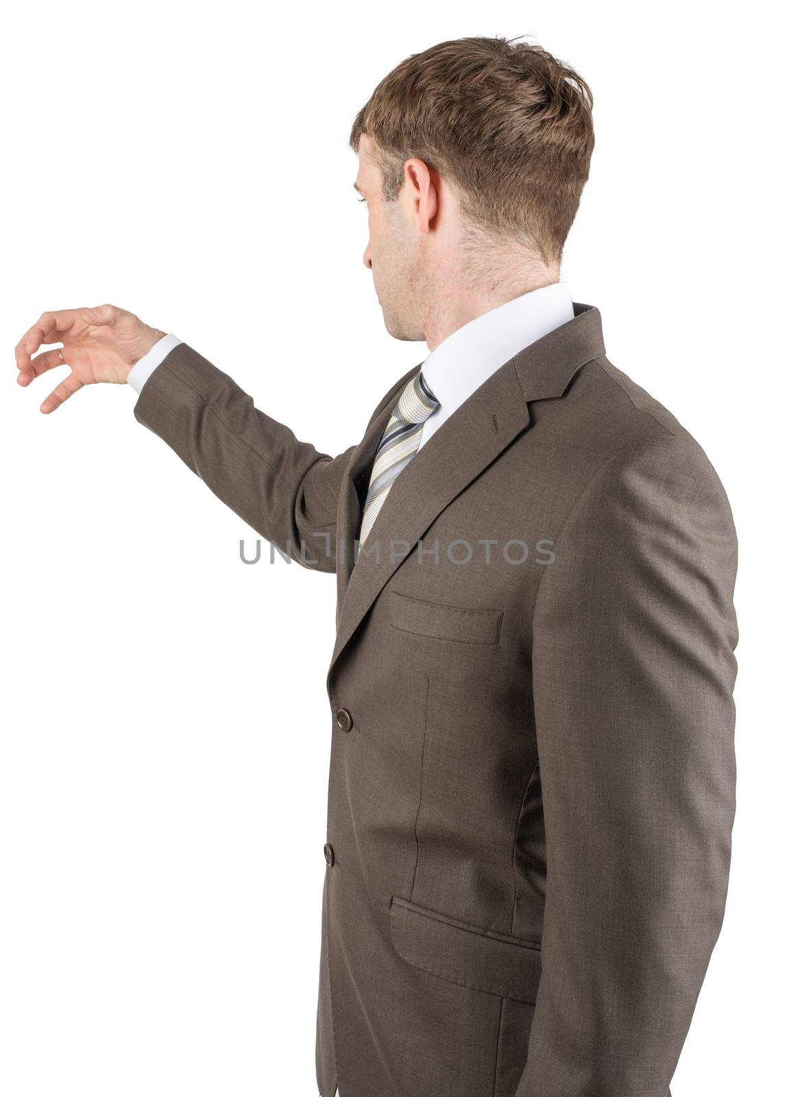 Man in suit reaching for something from  by cherezoff